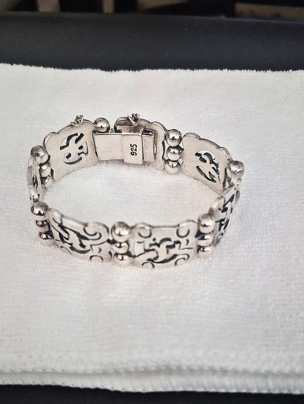 925 Silver Engraved Panel Bracelet